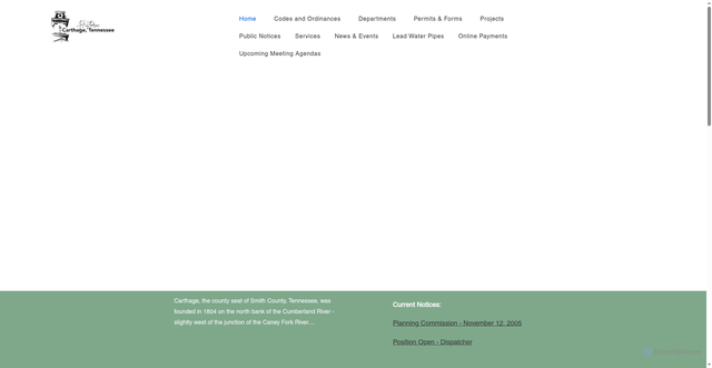 Security scan screenshot of https://www.townofcarthagetn.gov/