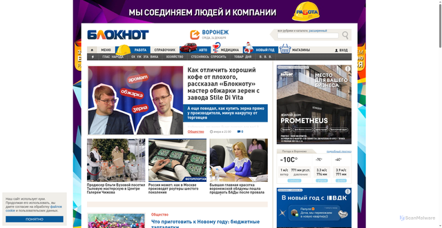 Security scan screenshot of https://bloknot-voronezh.ru