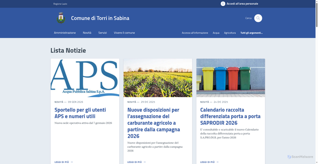 Security scan screenshot of https://comune.torriinsabina.ri.it/