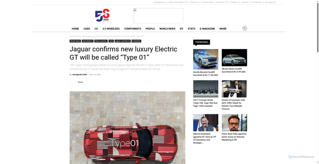 Security scan screenshot of https://www.autoguideindia.com/auto-makers/cars/jaguar-land-rover/jaguar-type-01-electric-gt-confirmed/