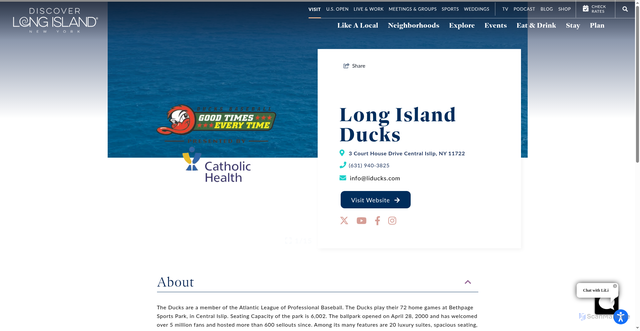 Security scan screenshot of https://www.discoverlongisland.com/listing/long-island-ducks/218/