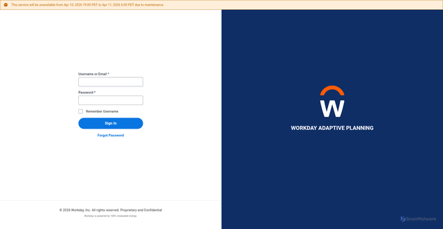 Security scan screenshot of https://livec65a01.adaptiveplanning.com