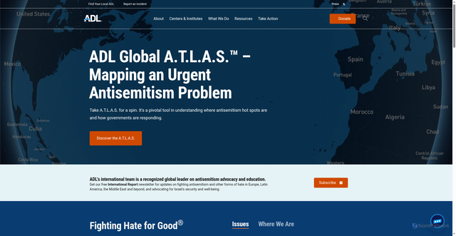 Security scan screenshot of https://www.adl.org/