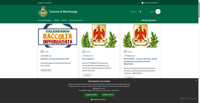 Security scan screenshot of https://www.comune.martinengo.bg.it/it
