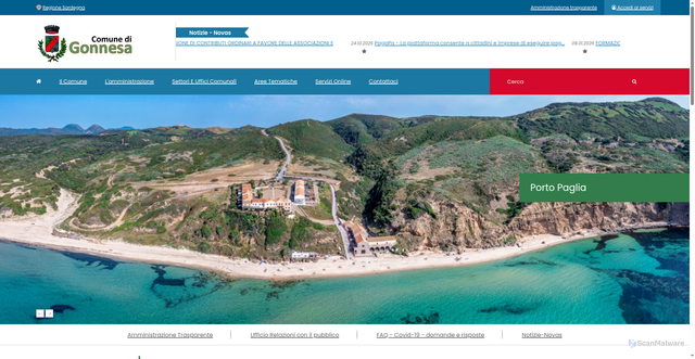 Security scan screenshot of https://www.comune.gonnesa.ca.it/it/