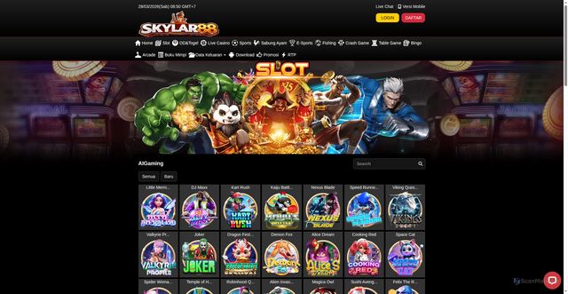 Security scan screenshot of https://apkskylar88.com/desktop/game/slot/aigaming