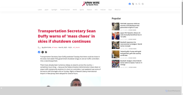 Security scan screenshot of https://english.kyodonews.net/articles/-/64266