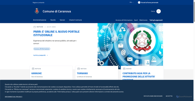 Security scan screenshot of https://www.comune.ceranova.pv.it/
