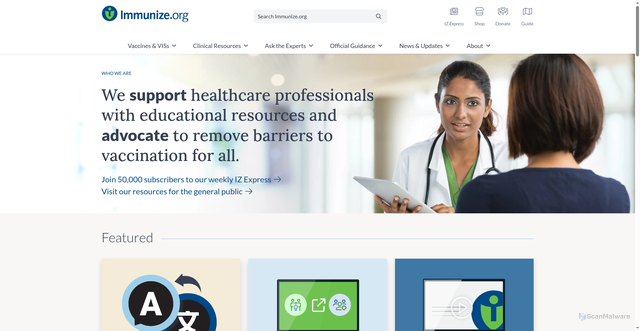 Security scan screenshot of https://www.immunize.org