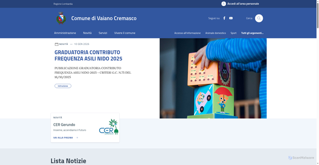 Security scan screenshot of https://comune.vaianocremasco.cr.it/