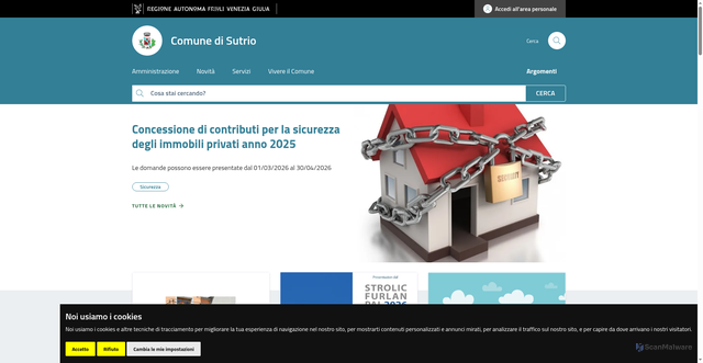 Security scan screenshot of https://www.comune.sutrio.ud.it/