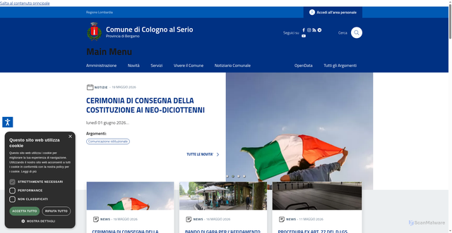 Security scan screenshot of https://www.comune.colognoalserio.bg.it