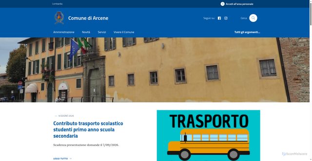 Security scan screenshot of https://www.comune.arcene.bg.it