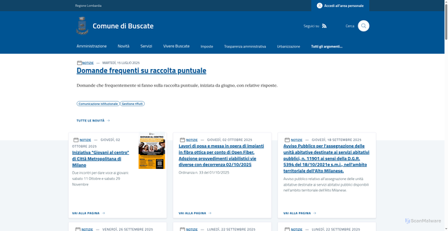 Security scan screenshot of https://www.comune.buscate.mi.it/