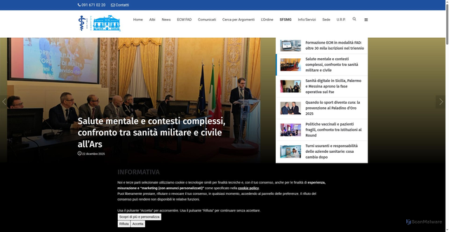 Security scan screenshot of https://www.ordinemedicipa.it/