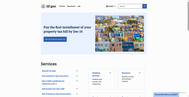 Security scan screenshot of https://www.sf.gov/