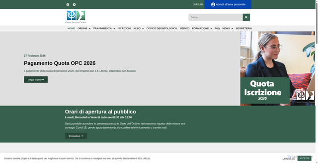 Security scan screenshot of https://www.ordinepsicologicalabria.it