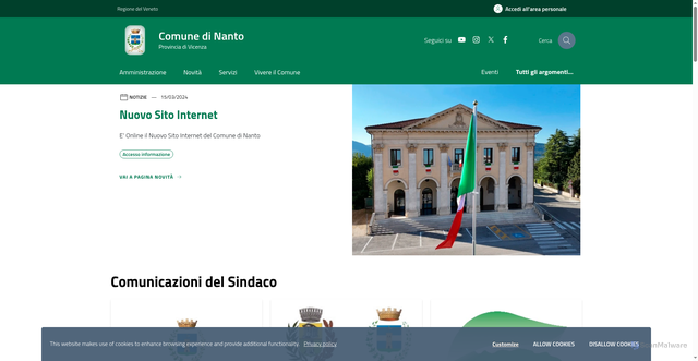 Security scan screenshot of https://www.comune.nanto.vi.it/home