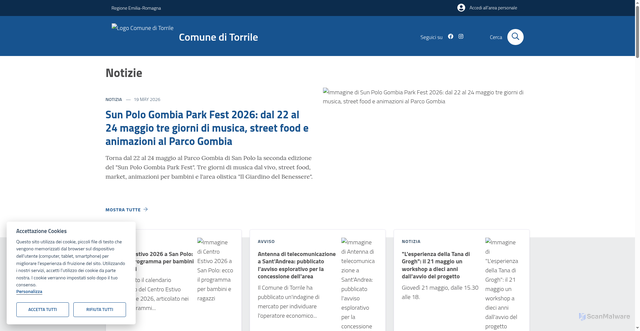 Security scan screenshot of https://www.comune.torrile.pr.it