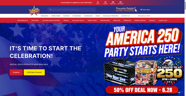 Security scan screenshot of https://www.jakesfireworks.com/