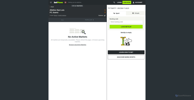 Security scan screenshot of https://www.betpawa.mw/event/30570796