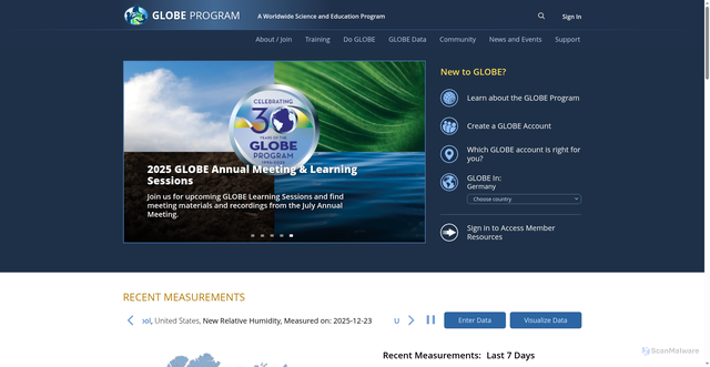Security scan screenshot of https://www.globe.gov