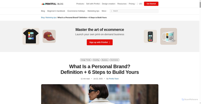 Security scan screenshot of https://www.printful.com/blog/what-is-a-personal-brand
