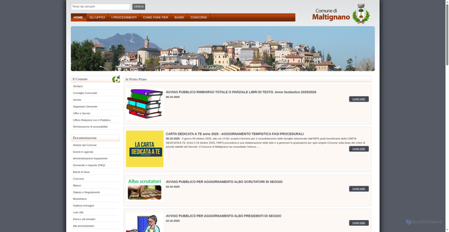Security scan screenshot of https://www.comune.maltignano.ap.it/