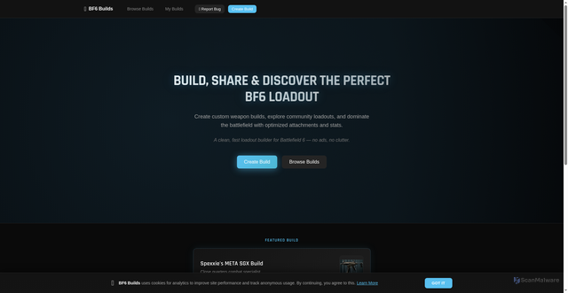 Security scan screenshot of https://bf6builds.com/