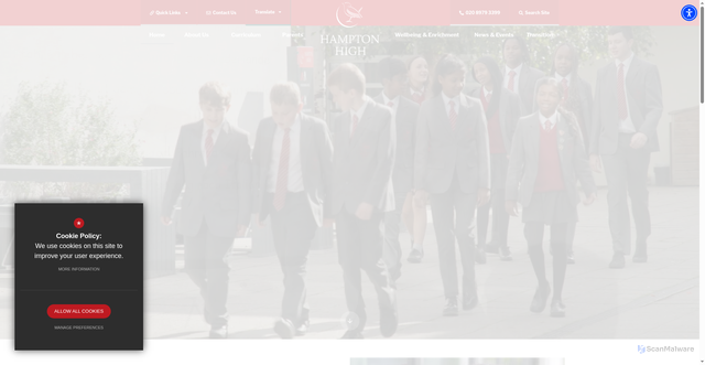 Security scan screenshot of https://www.hamptonhigh.org.uk/