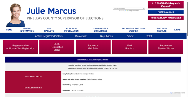 Security scan screenshot of https://www.votepinellas.gov/
