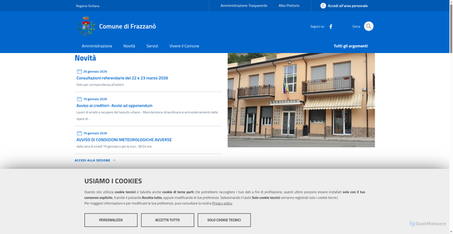 Security scan screenshot of https://www.comunefrazzano.it/