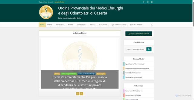 Security scan screenshot of https://www.omceocaserta.it/