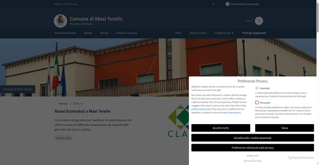 Security scan screenshot of https://www.comune.masitorello.fe.it/