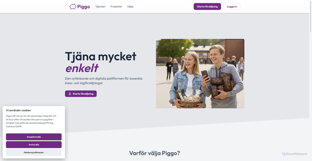 Security scan screenshot of https://piggo.se/