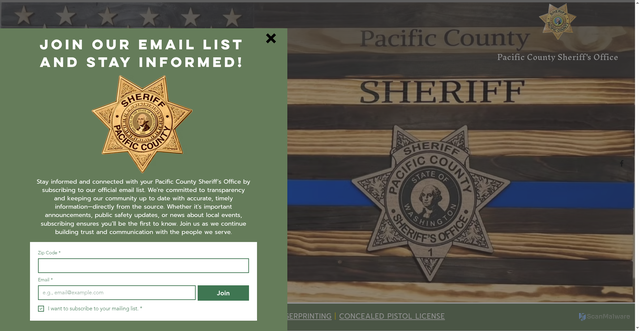 Security scan screenshot of https://www.pacificcountysheriff.gov/