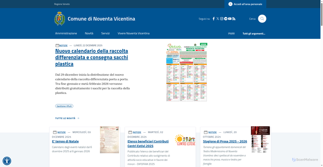Security scan screenshot of https://www.comune.noventa-vicentina.vi.it/