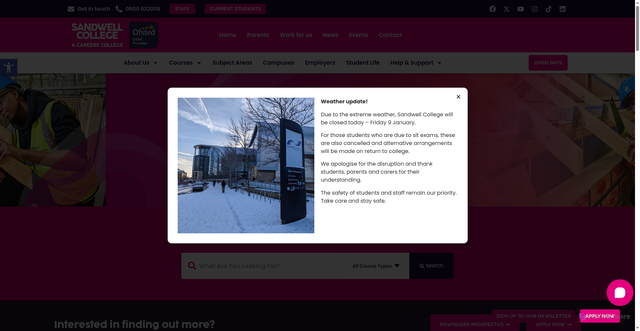 Security scan screenshot of https://www.sandwell.ac.uk/