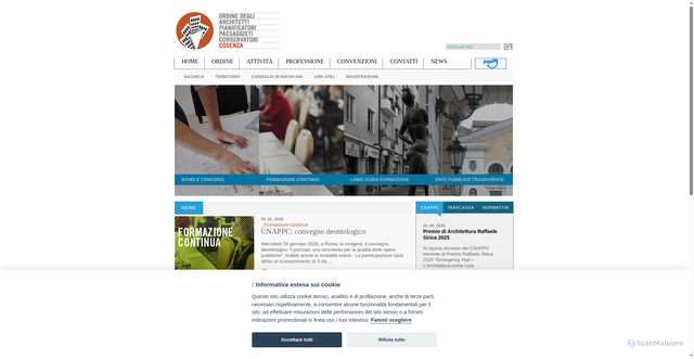 Security scan screenshot of https://www.ordinearchitetticosenza.it/
