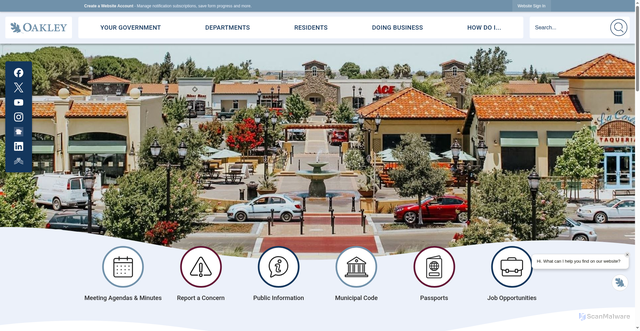 Security scan screenshot of https://www.oakleyca.gov/