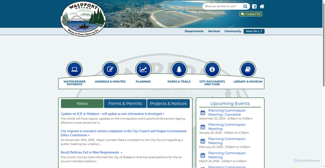 Security scan screenshot of https://www.waldportoregon.gov/