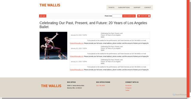 Security scan screenshot of https://laartsonline.com/ads/los-angeles-ballet-720x300/