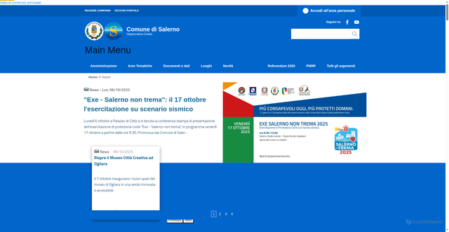 Security scan screenshot of https://www.comune.salerno.it/