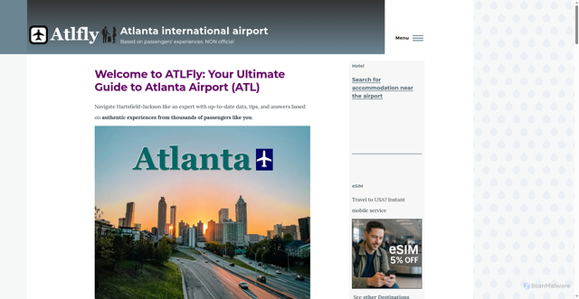 Security scan screenshot of https://atlfly.com/