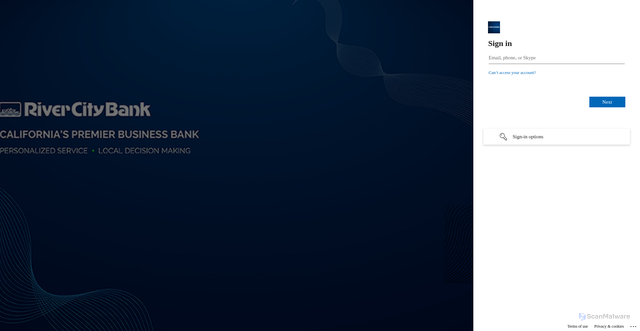 Security scan screenshot of https://rivercitybank.sharepoint.com