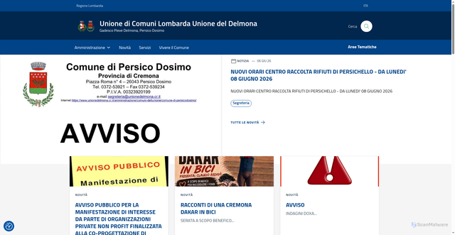 Security scan screenshot of https://www.comune.persicodosimo.cr.it
