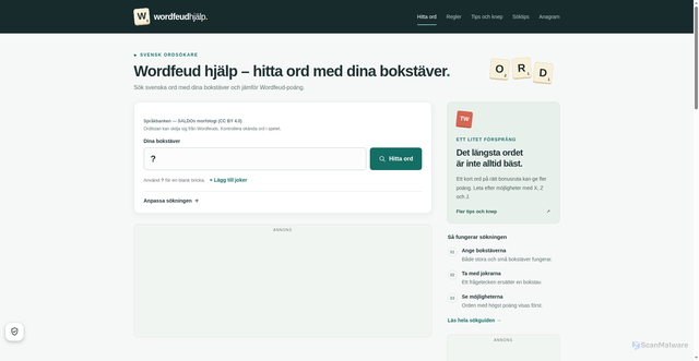 Security scan screenshot of https://wordfeudhjalp.se