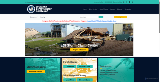 Security scan screenshot of https://ldi.la.gov/