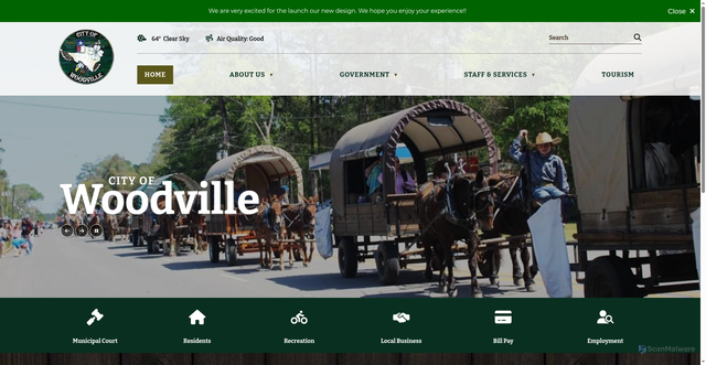 Security scan screenshot of https://www.woodville-tx.gov/