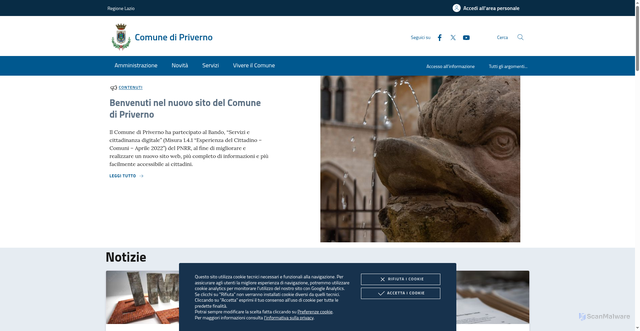 Security scan screenshot of https://www.comune.priverno.latina.it/
